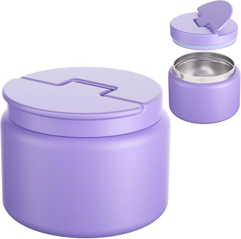 Godobo 14.5oz Soup Thermo for Hot Food Kids Vacuum Insulated Food Jar Twist-Free Soup Thermo for Hot Food Kids Leakproof Stainless Steel Wide Mouth Lunch Container (Purple) - Image 1